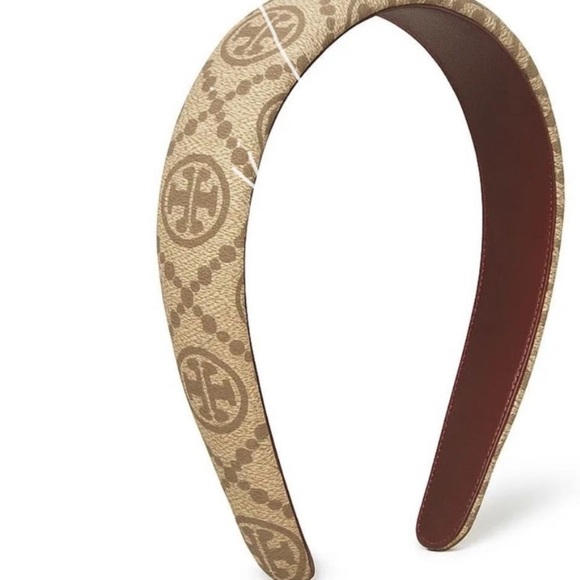 Tory Burch Tan and Brown Logo Headband - Picture 2 of 5
